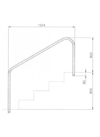 Поручень для римской лестницы дл. 1524мм + фланцы, AISI-316 (комплект 2 шт.) Astralpool 