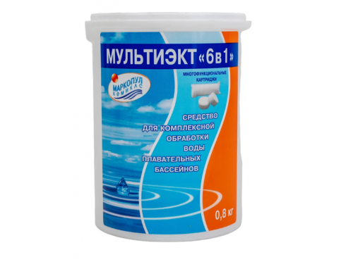 Комплексное средство на основе хлора  Мультиэкт "6 в 1" 0,8 кг Markopool (Россия)