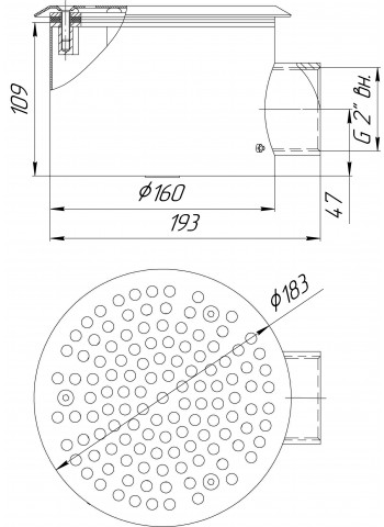 Донный слив круглый сетчатый Ø160х100 2″ (Универсальный) сталь AISI 304